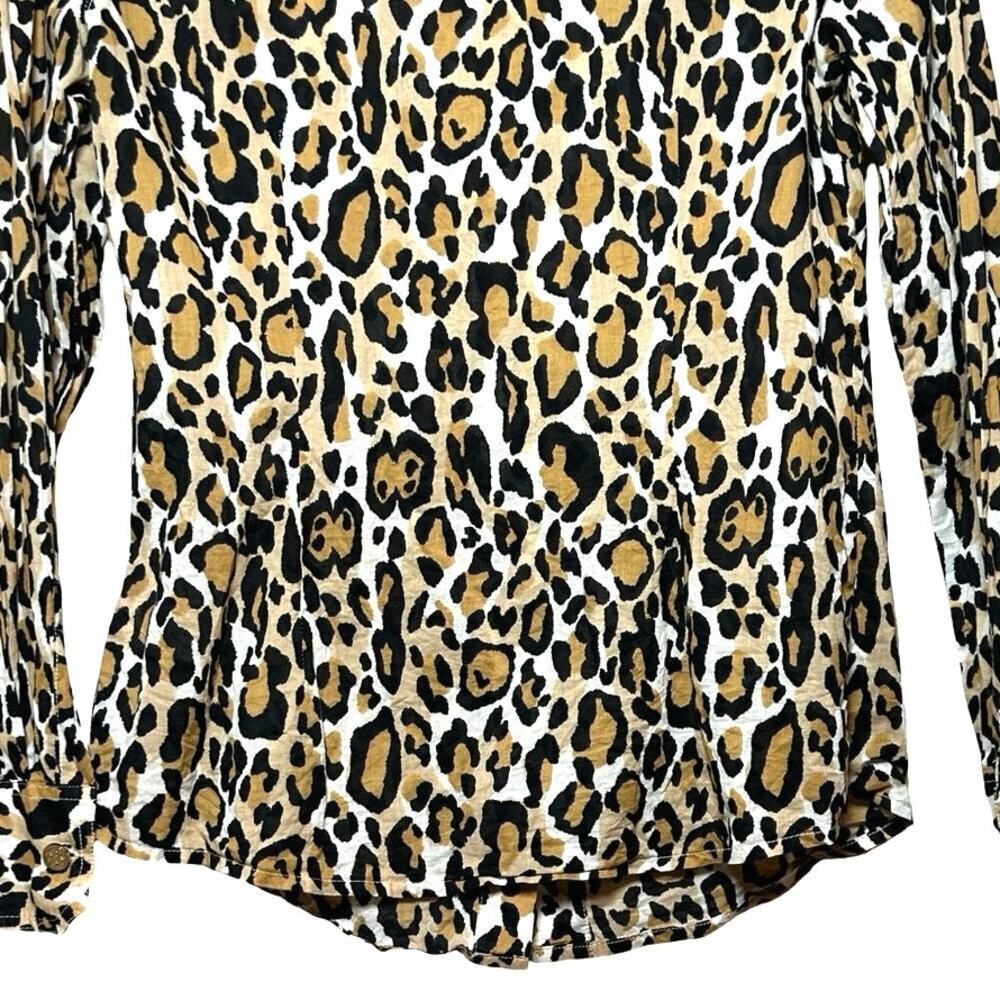 Tory Burch Women’s Leopard Print Button Down Long Sleeve Shirt Size 2 - Picture 6 of 7